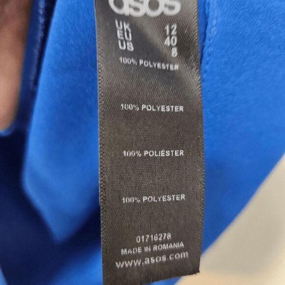 Asos Short Sleeve Overlap Wrap Blouse Women's Blue Size 8 - Picture 4 of 4